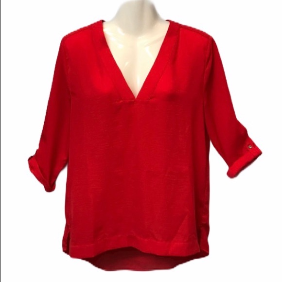 Express lightweight long sleeve red top small - Picture 2 of 8
